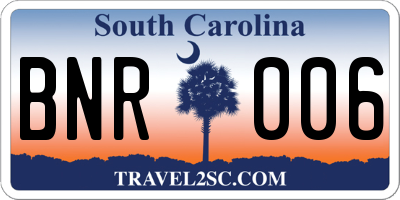 SC license plate BNR006