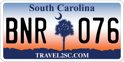 SC license plate BNR076