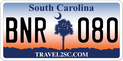 SC license plate BNR080