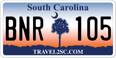 SC license plate BNR105