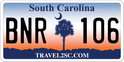 SC license plate BNR106