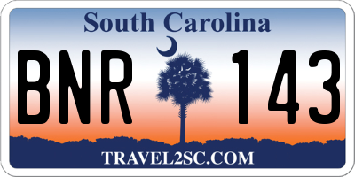 SC license plate BNR143