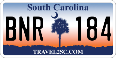 SC license plate BNR184