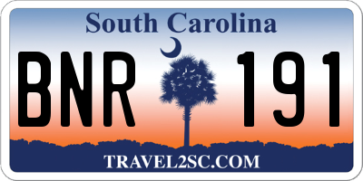 SC license plate BNR191