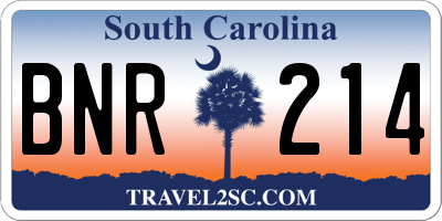 SC license plate BNR214