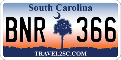 SC license plate BNR366