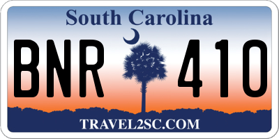 SC license plate BNR410