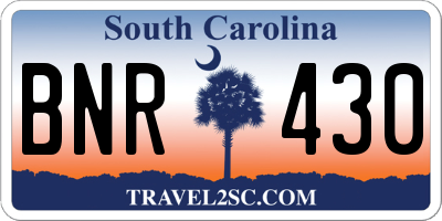 SC license plate BNR430