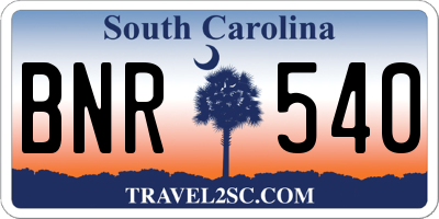 SC license plate BNR540