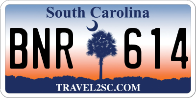 SC license plate BNR614