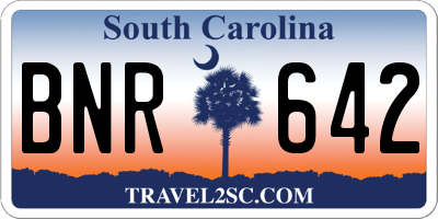 SC license plate BNR642