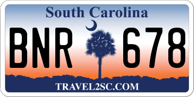 SC license plate BNR678