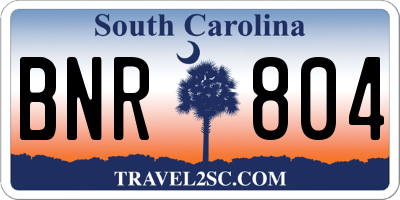 SC license plate BNR804