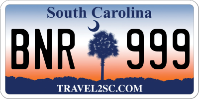 SC license plate BNR999