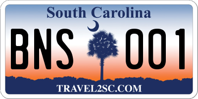 SC license plate BNS001