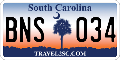 SC license plate BNS034