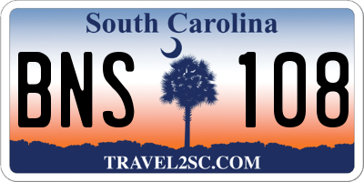 SC license plate BNS108