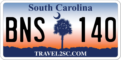 SC license plate BNS140