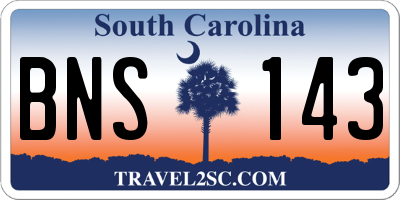 SC license plate BNS143