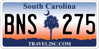 SC license plate BNS275