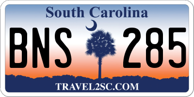 SC license plate BNS285