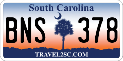 SC license plate BNS378