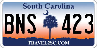SC license plate BNS423