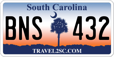 SC license plate BNS432
