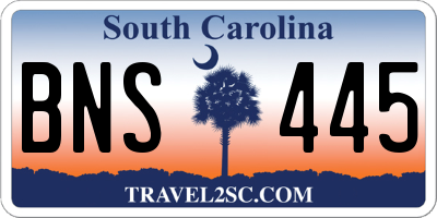 SC license plate BNS445