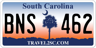 SC license plate BNS462