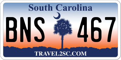 SC license plate BNS467