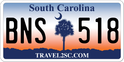 SC license plate BNS518