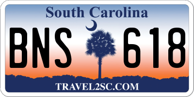 SC license plate BNS618