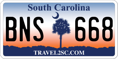 SC license plate BNS668