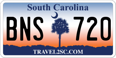 SC license plate BNS720
