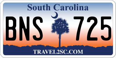 SC license plate BNS725