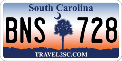 SC license plate BNS728