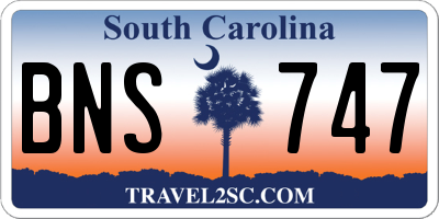 SC license plate BNS747