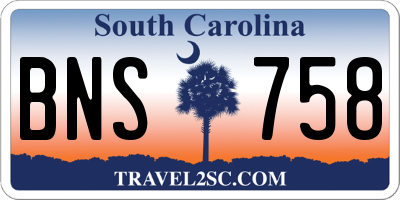 SC license plate BNS758