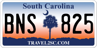 SC license plate BNS825