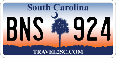 SC license plate BNS924