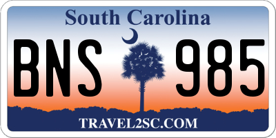 SC license plate BNS985