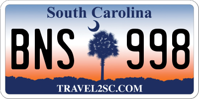 SC license plate BNS998