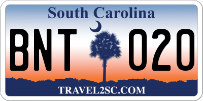 SC license plate BNT020