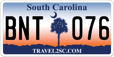 SC license plate BNT076