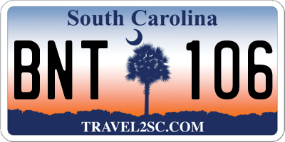 SC license plate BNT106