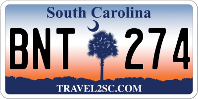 SC license plate BNT274