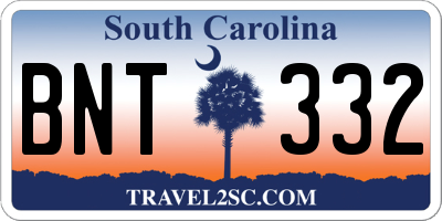 SC license plate BNT332