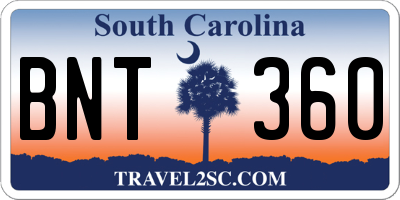 SC license plate BNT360