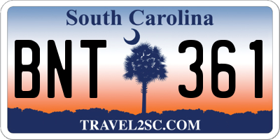 SC license plate BNT361